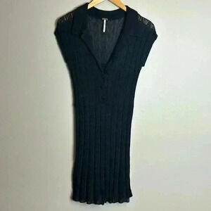 Urban Outfitters FREE PEOPLE Pointelle Lace Knit Black Dress Small
